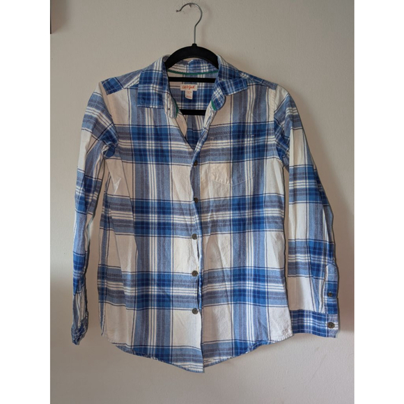 Cat & Jack Other - Boys Cat & Jack Plaid Button Down Shirt L 12/14 Blue White